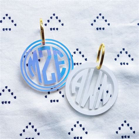 Personalized Acrylic Monogram Keychain W Vinyl Sticker Decal Etsy