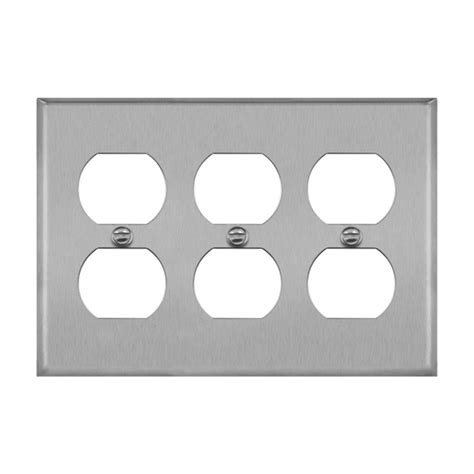 Duplex Receptacle Three Gang Metal Wall Plate Enerlites