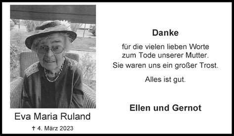 Traueranzeigen Von Eva Maria Ruland Aachen Gedenkt