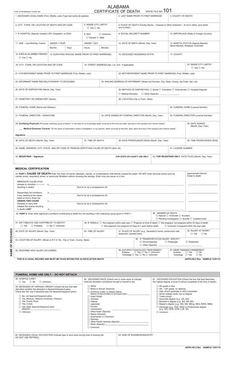 Free Printable Death Certificate Templates [Word, PDF] Forms