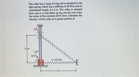 Solved The Collar Has A Mass Of Kg And Is Attached To The Chegg