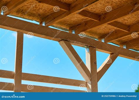 Wooden of Rafters for the Ceiling of the Canopy Stock Photo - Image of ...