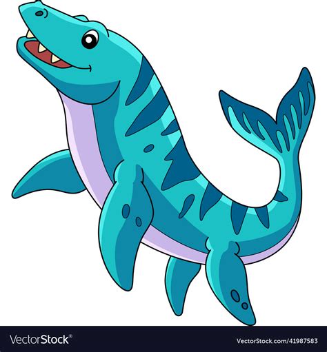 Mosasaurus Dinosaur Cartoon Colored Clipart Vector Image