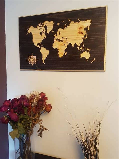 carved wooden map art extra large map home decor luxury etsy