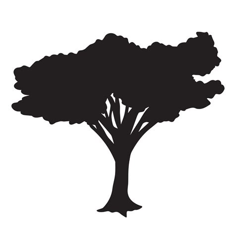 Simple Flat Styled Black Tree Silhouette Natural Trunk Vector