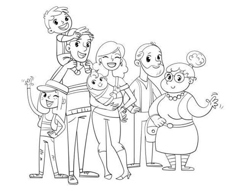 Familia Feliz para colorear, imprimir e dibujar –ColoringOnly.Com