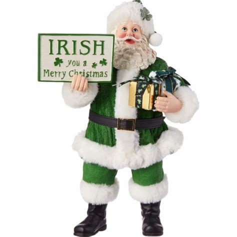 Kurt S Adler Fabrich Musical Irish T Box And Sign Santa Christmas