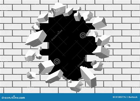 Brick Wall Break Vector Background Destroyed Barrier For Business And