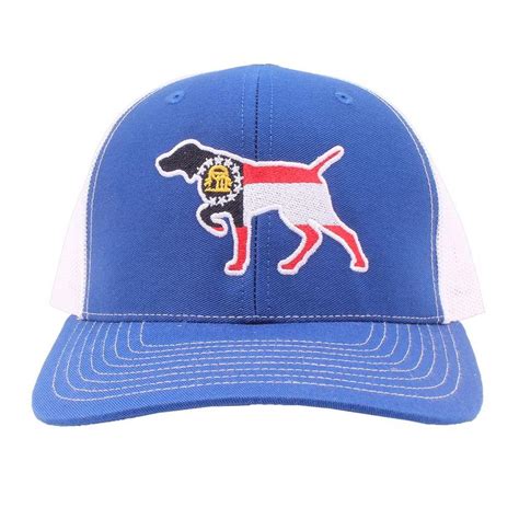 Georgia Flag Pointer Trucker Hat In Royal And White By Southern Snap Co