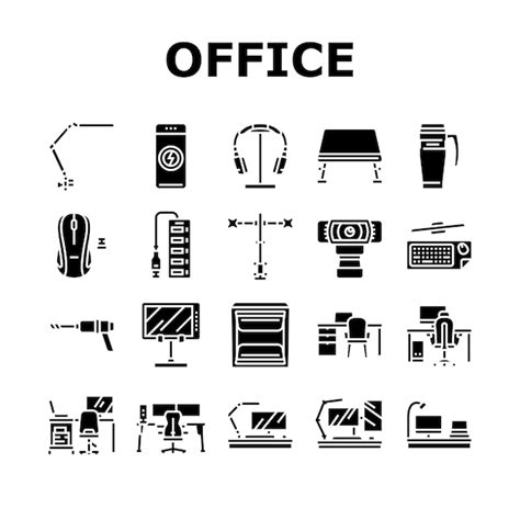 Premium Vector Office Gadget Computer Business Icons Set Vector