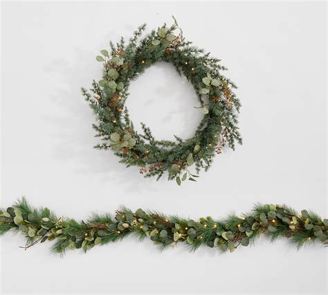 Faux Silver Dollar Eucalyptus Wreath Garland Pottery Barn