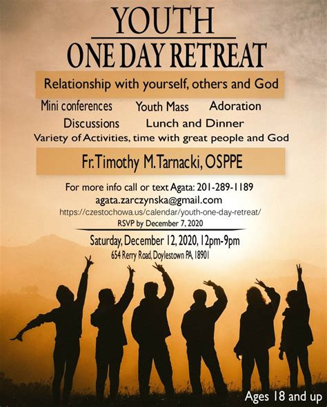 Youth One Day Retreat The National Shrine Of Our Lady Of Czestochowa