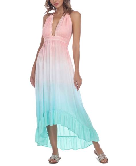 Raviya High Low Ombre Dye Halter Cover Up Dress Macys