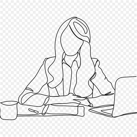 Abstract Line Drawing Business Woman Secretary Wing Drawing Woman