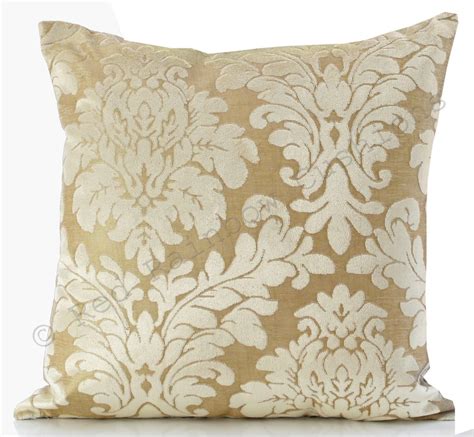 Luxury Gold Cream Super Soft Flocked Velvet Damask Cushion Cover