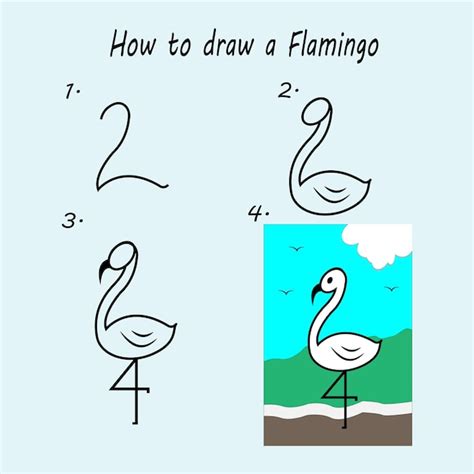 Premium Vector Step By Step To Draw A Flamingo Drawing Tutorial A