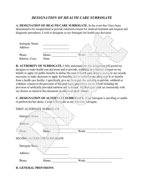 Sample Florida Healthcare Power Of Attorney Form Template Power Of