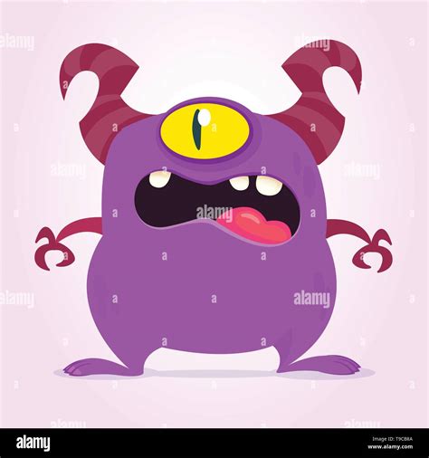 Enojado Cartoon Monstruo Con Un Solo Ojo Monstruo Morado Ilustraci N