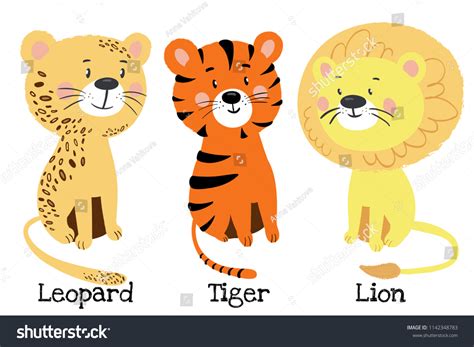 vector illustration cartoon leopard tiger lion stock vector royalty