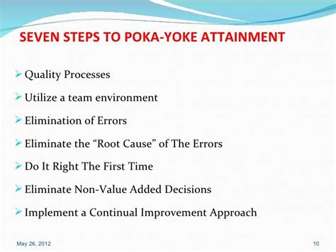 Seven Steps To Poka Yoke Attainment Quality Processes Utilize A Team