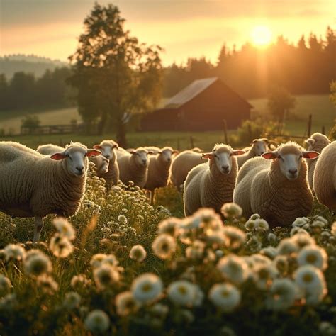 Premium Photo Pastoral Beauty Sheep Grazing Harmoniously Creating A