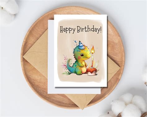 Dinosaur Birthday Card Digital Dinosaur Card Cute Dinosaur Card