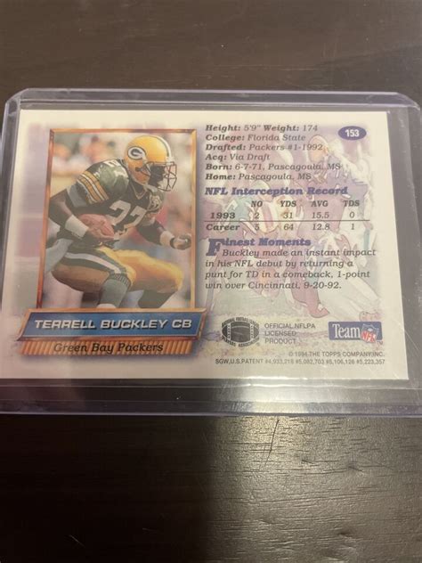 Terrell Buckley Topps Finest Football Card Ebay