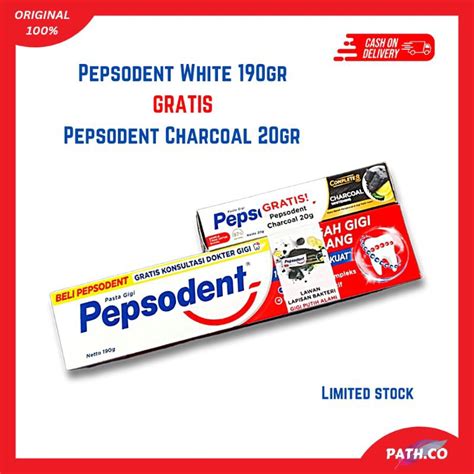 Jual Promo Pepsodent Pasta Gigi White Gr Gratis Charcoal Gr