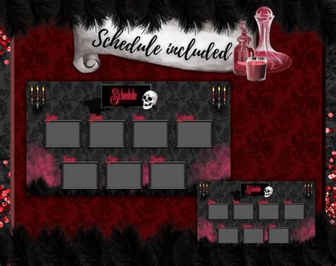 Red Witch Twitch Overlay Pack Goth Vampire Stream Overlay Etsy In