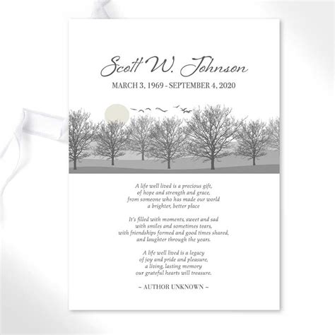 Funeral Mass Card Template Keepsake Designed Printable Template 5 x 7