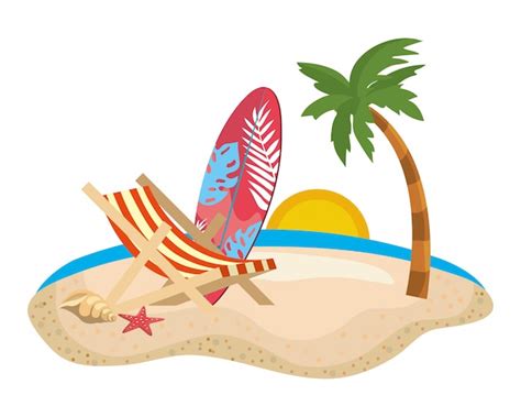 Conjunto De Iconos De Verano Y Vacaciones Vector Premium