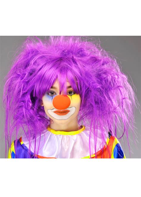 Womens Purple Backcombed Circus Clown Wig