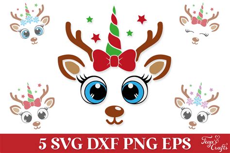 Christmas Reindeer Unicorn SVG Pack Graphic By Anastasia Feya