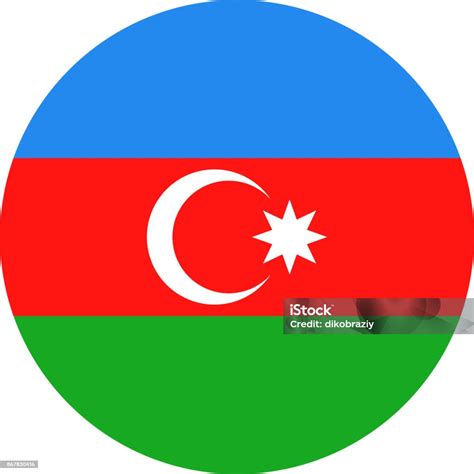 Vetores De Vector Bandeira De Azerbaijão Redondo Liso Ícone E Mais Imagens De Azerbaidjão