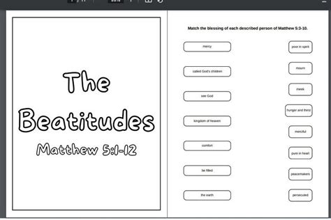 The Beatitudes Beatitudes Beatitudes Printable Matthew 5 Bible