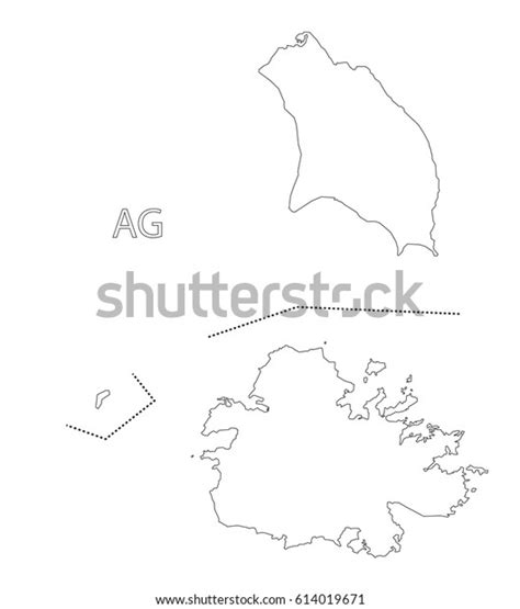 Antigua Barbuda Outline Silhouette Map Illustration Stock Vector