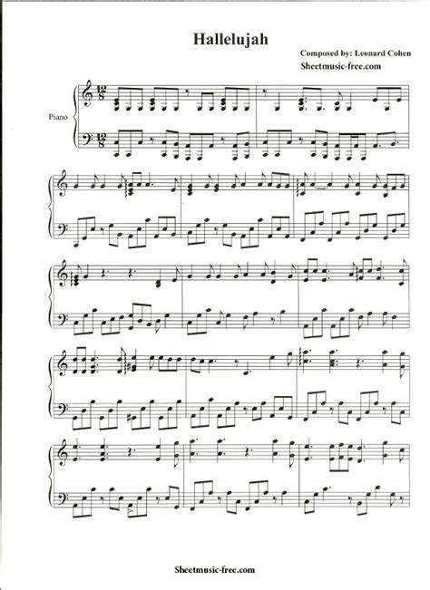 Hallelujah Piano Sheet Music PDF - Free Download