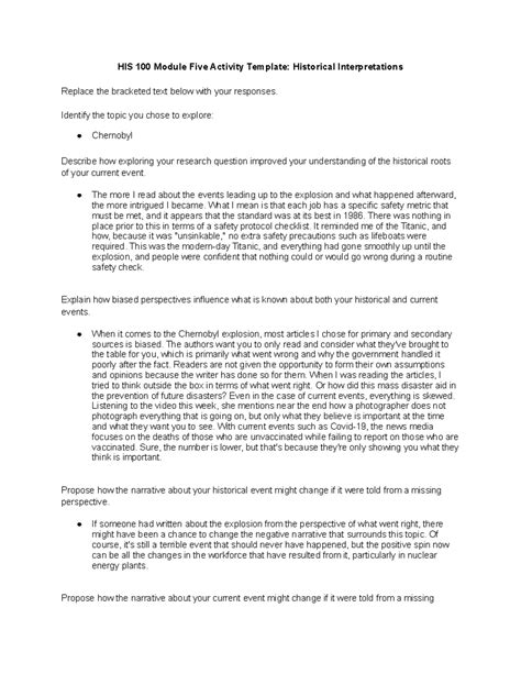 His Module Five Activity Template Historical