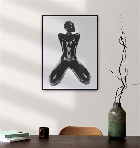 Digital Print Digital Art Based on Thierry Le Goués Photo Beautiful Nude Black Woman Art