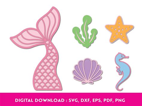 Mermaid Clip Art Mermaid Tail Svg Mermaid Layered Mermaid Etsy