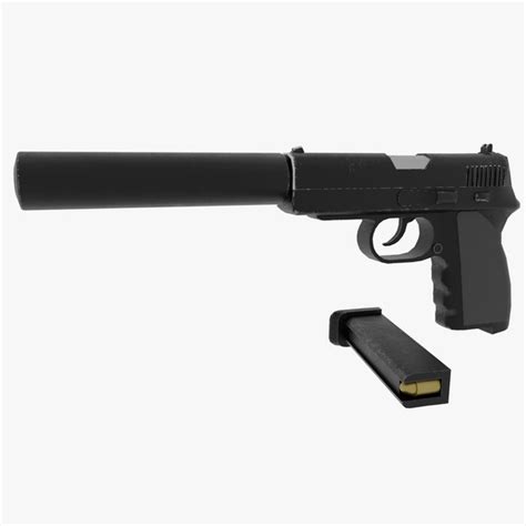 Modelo 3d Pistola Silenciada Turbosquid 1381220