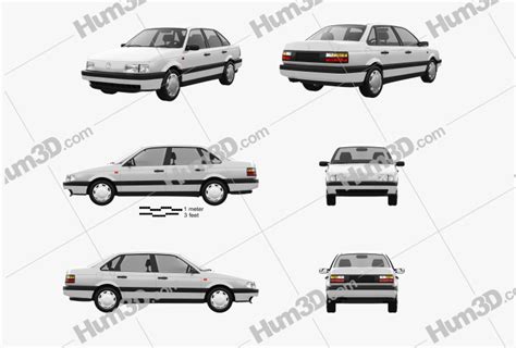 Volkswagen Passat (B3) sedan 1993 Blueprint Template - 3DModels.org