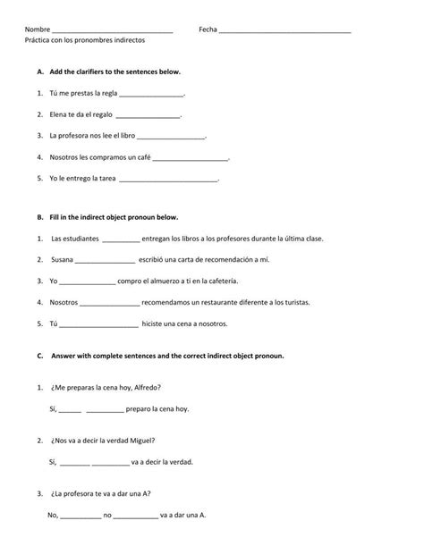 Spanish DO Pronoun Practice Worksheet Live Worksheets Worksheets