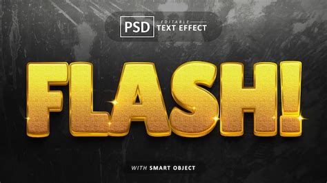 Efecto De Texto De Estilo 3d Dorado Flash Archivo Psd Premium