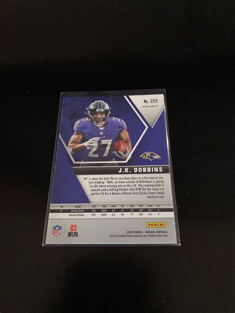 Jk Dobbins Panini Mosaic Silver Prizm Rookie Rc Ravens Ebay