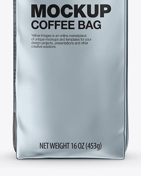 Matte Metallic Coffee Bag With Valve Mockup Front View Free