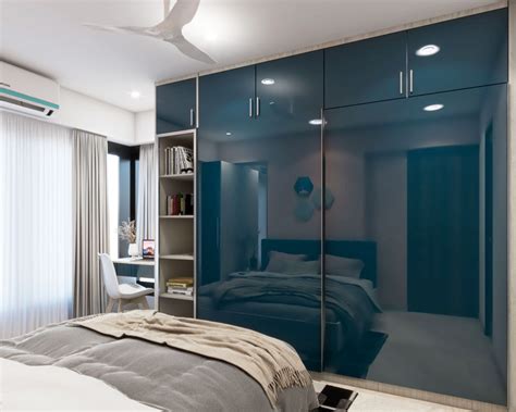 2 Door Shore Blue Sliding Wardrobe Design Livspace