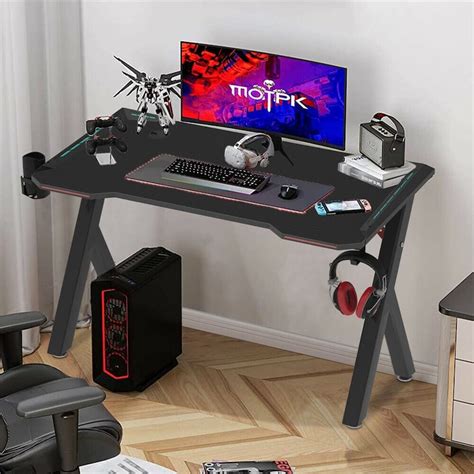 Multifunctional Gaming Desk with RGB Lights Black - Bed Bath & Beyond ...