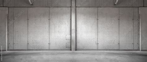 Modern Concrete Wall Garage Background With Floor Panoramic Room Stock