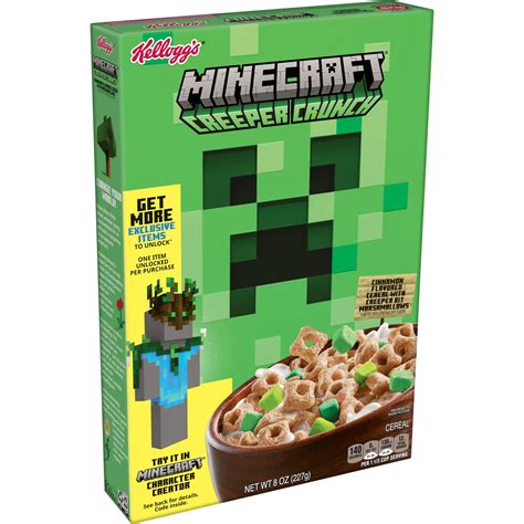 Kellogg S Minecraft Creeper Crunch Breakfast Cereal 7 Vitamins And